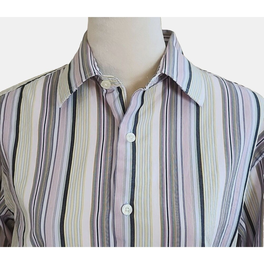 Gap Men's Fitted Button-Down Striped Collar Men's Shirt Size 15 - 15 1/2" Medium